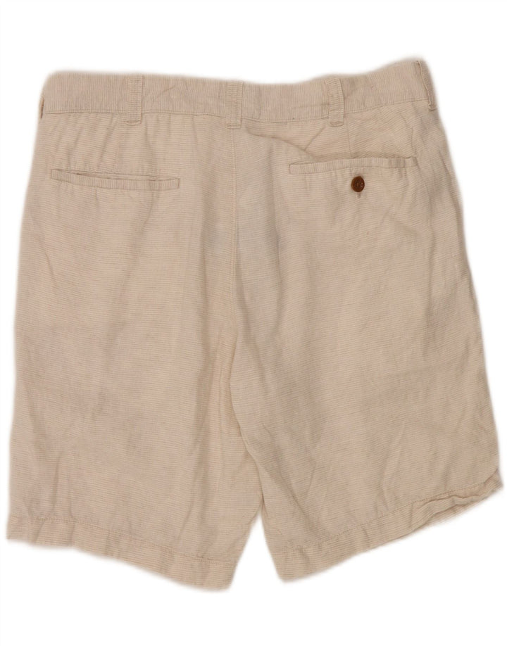 J. CREW Mens Chino Shorts  W32 Medium Off White Pinstripe Linen Vintage J. Crew and Second-Hand J. Crew from Messina Hembry 