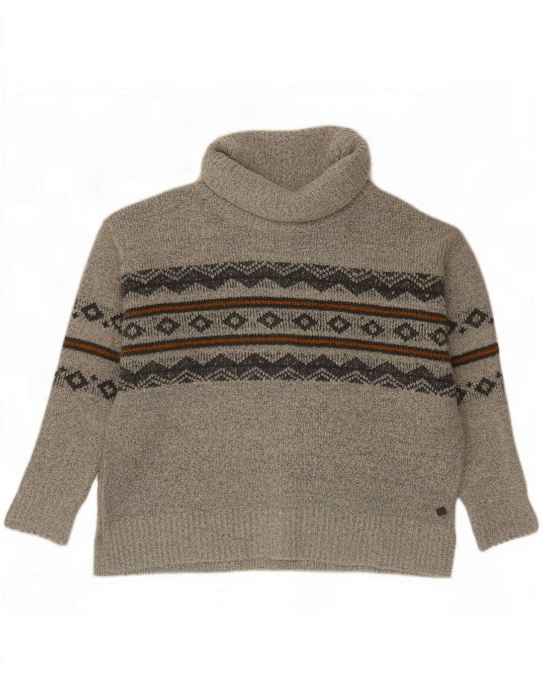 Weird Fish Suéter tipo jersey con cuello vuelto para mujer UK 40 Grande Gris Fair Isle