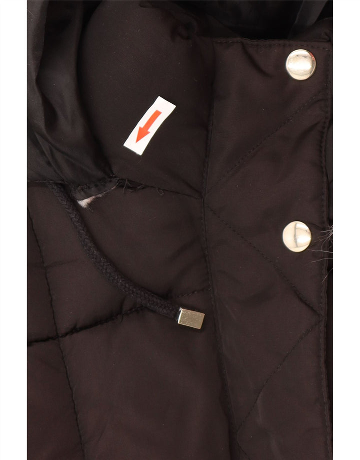 Topshop Chaqueta acolchada extragrande con capucha para mujer UK 8 Small Poliéster negro