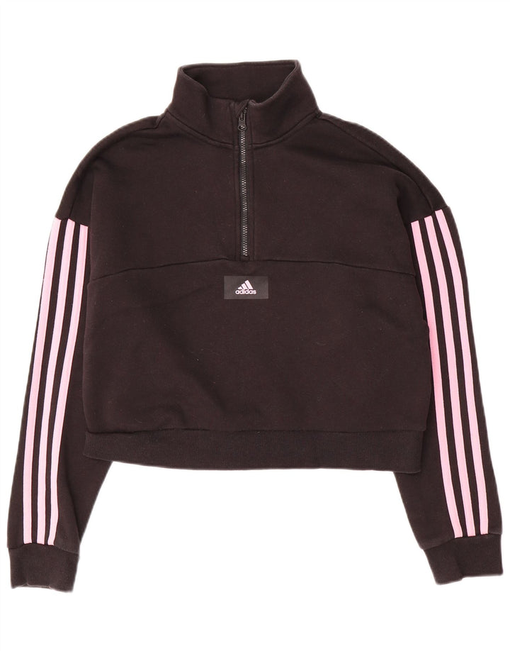 ADIDAS Sudadera corta holgada para niña 12-13 años Algodón negro