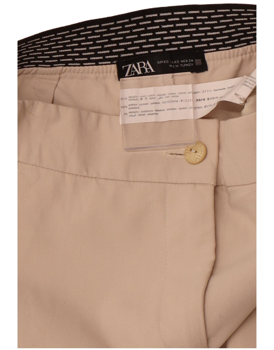 ZARA Mujer Pantalón Chino Tapered XS W24 L26 Algodón Beige