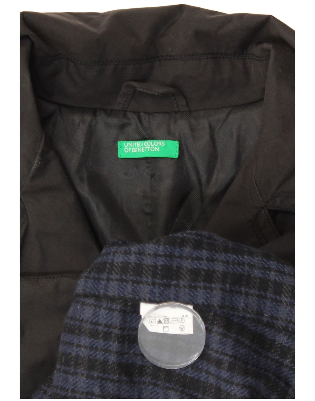 Gabardina Benetton Hombre IT 46 Large Negro