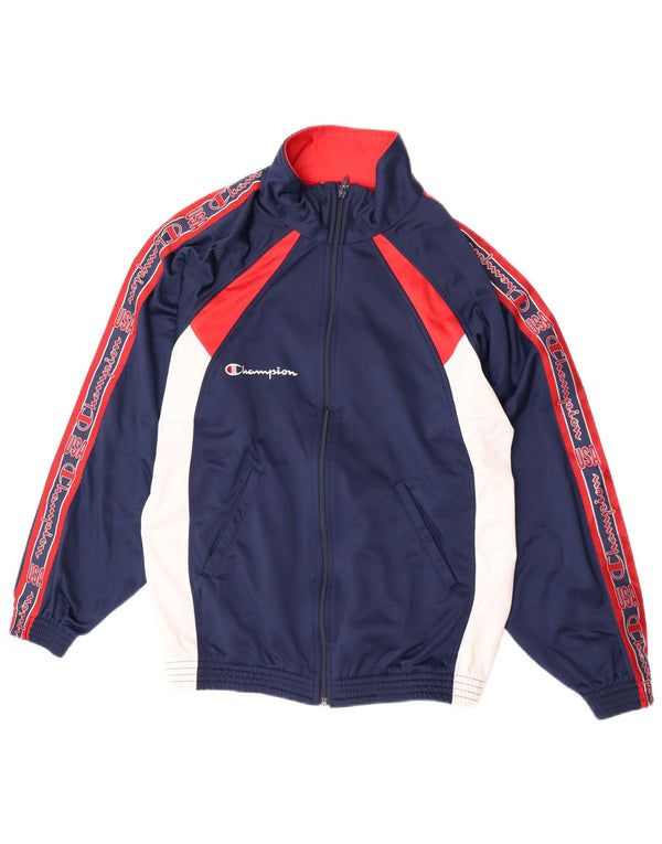 Champion Chaqueta Top De Chándal Con Gráfico Para Hombre Pequeño Azul Marino Colorblock