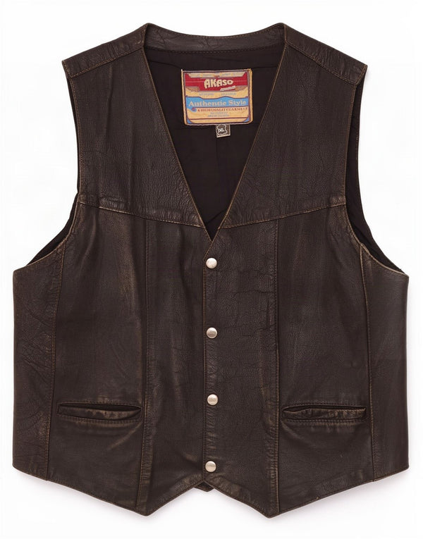 Akaso Chaleco de cuero para mujer UK 40 XL Negro