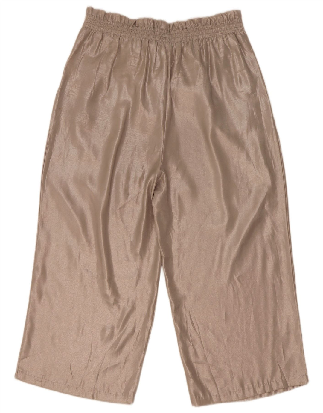 Zara Mujer Pantalón Capri Cintura Alta Mediano W28 L21 Poliéster Beige