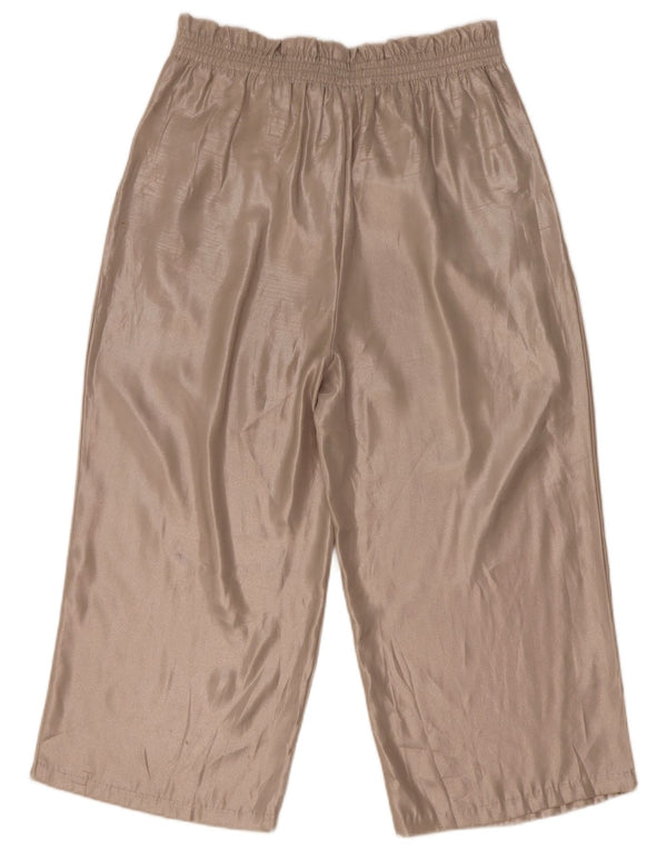 Zara Mujer Pantalón Capri Cintura Alta Mediano W28 L21 Poliéster Beige