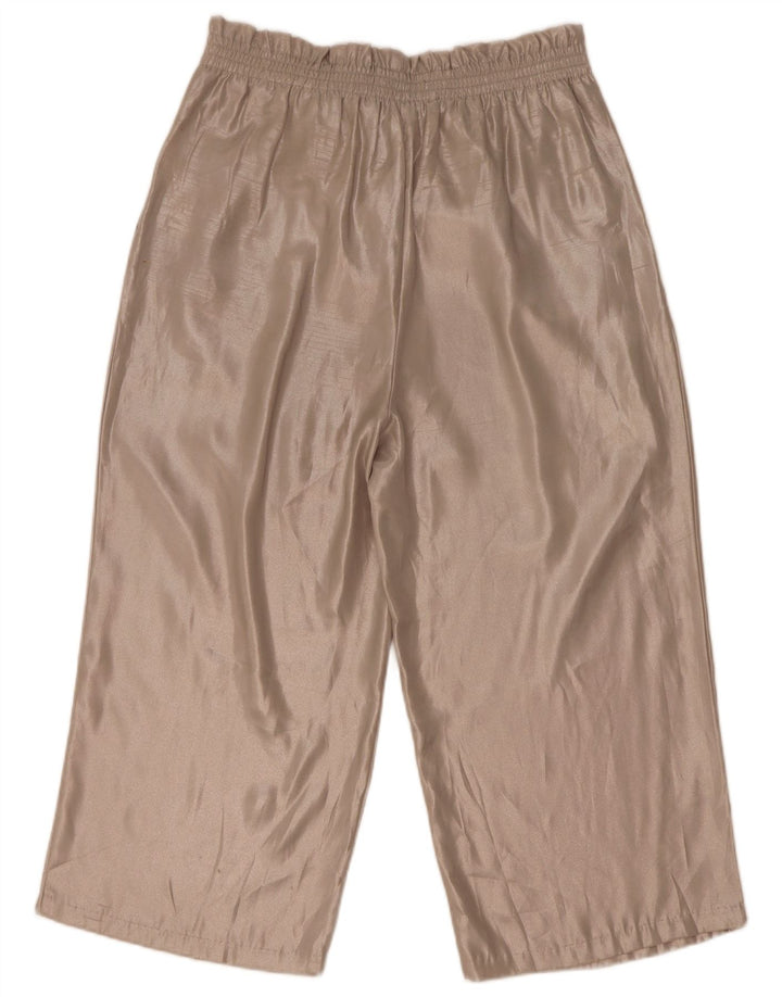 Zara Mujer Pantalón Capri Cintura Alta Mediano W28 L21 Poliéster Beige