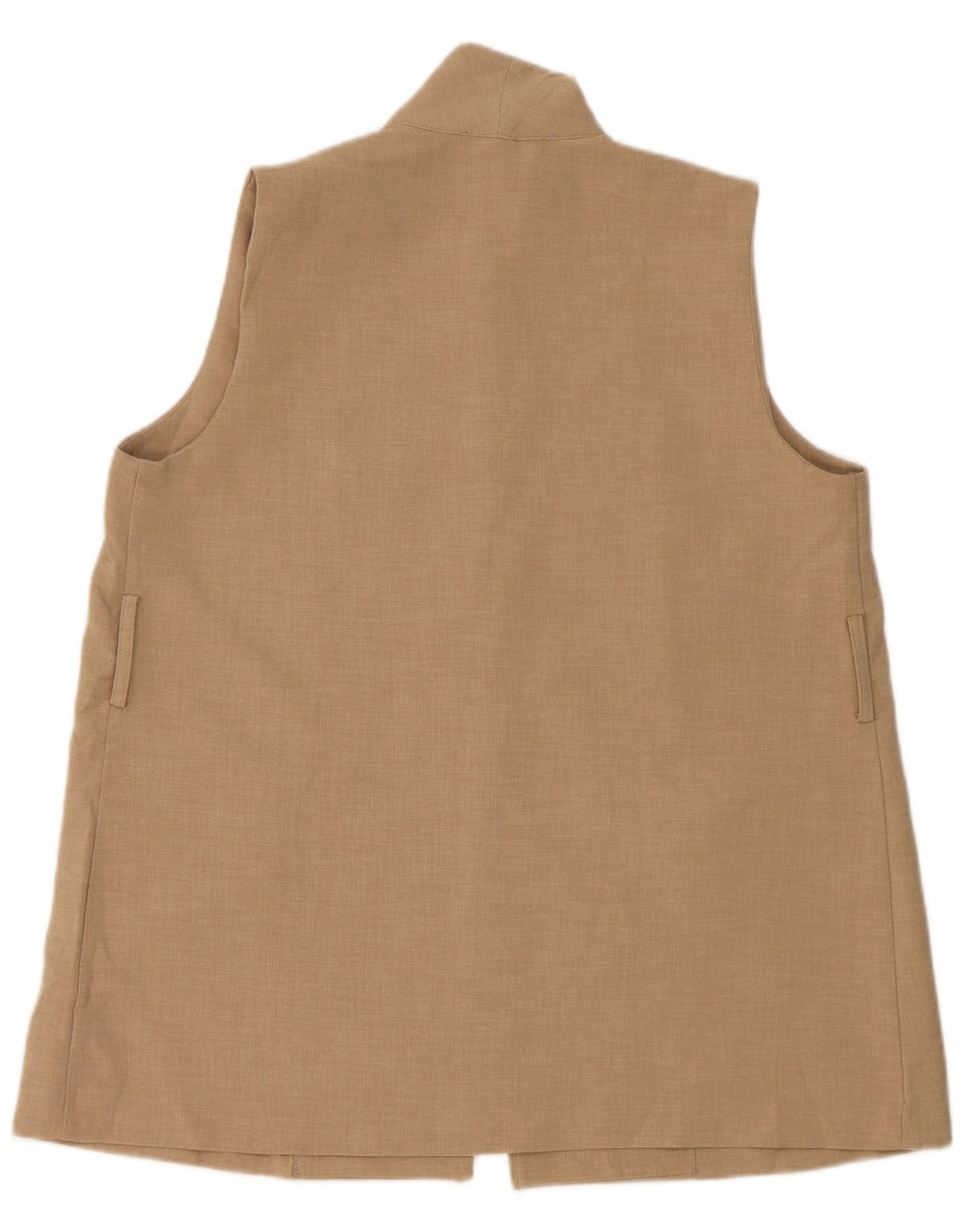 Zara Mujer OPEN Chaleco UK 46 Large Beige Poliéster