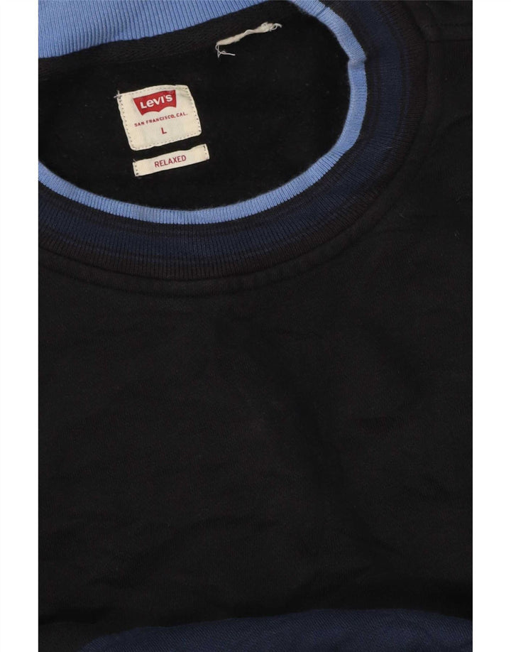 Levi's Hombre Sudadera Relaxed Fit Jumper Large Azul Marino Colorblock