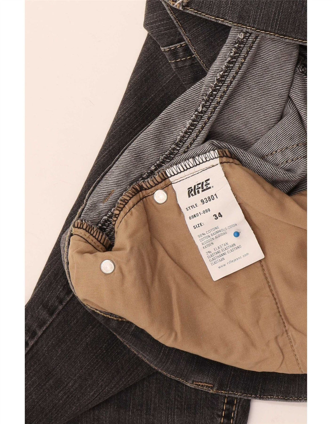 Vaqueros rectos para hombre Rifle W34 L32 Algodón gris