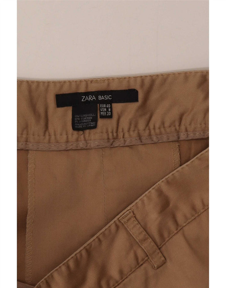 Zara Mujer Falda Acampanada EU 40 Mediana W30 Algodón Beige