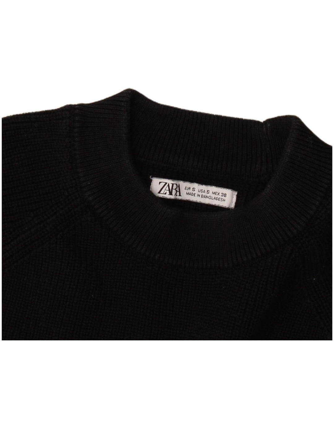 Zara Hombre Jersey De Cuello Redondo Suéter Pequeño Negro