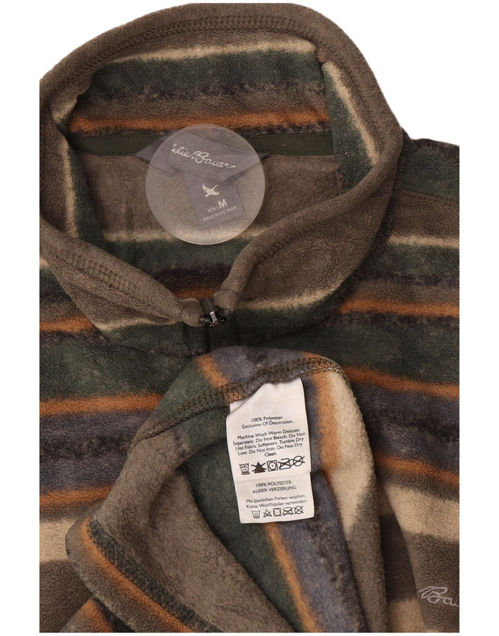 EDDIE BAUER Jersey de forro polar con cuello y cremallera para hombre, tamaño mediano, multicolor, a rayas