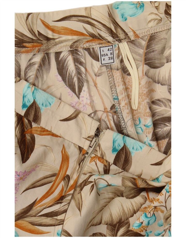 VINTAGE Falda acampanada para mujer IT 42 Mediana W28 Beige Floral