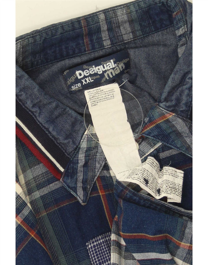 Camisa Desigual Hombre 2XL Azul Marino Cuadros Algodón