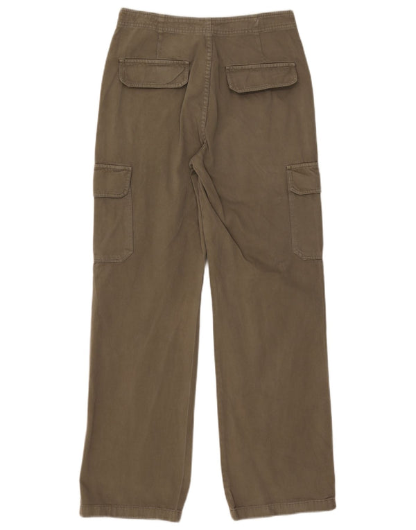 Zara Mujer Pantalón Cargo Recto EU 38 Small W28 L29 Algodón Caqui