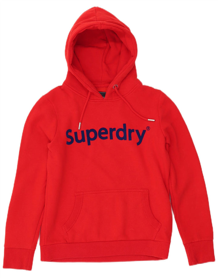 SUPERDRY Jersey con capucha gráfica para mujer UK 12 Medium Red Cotton