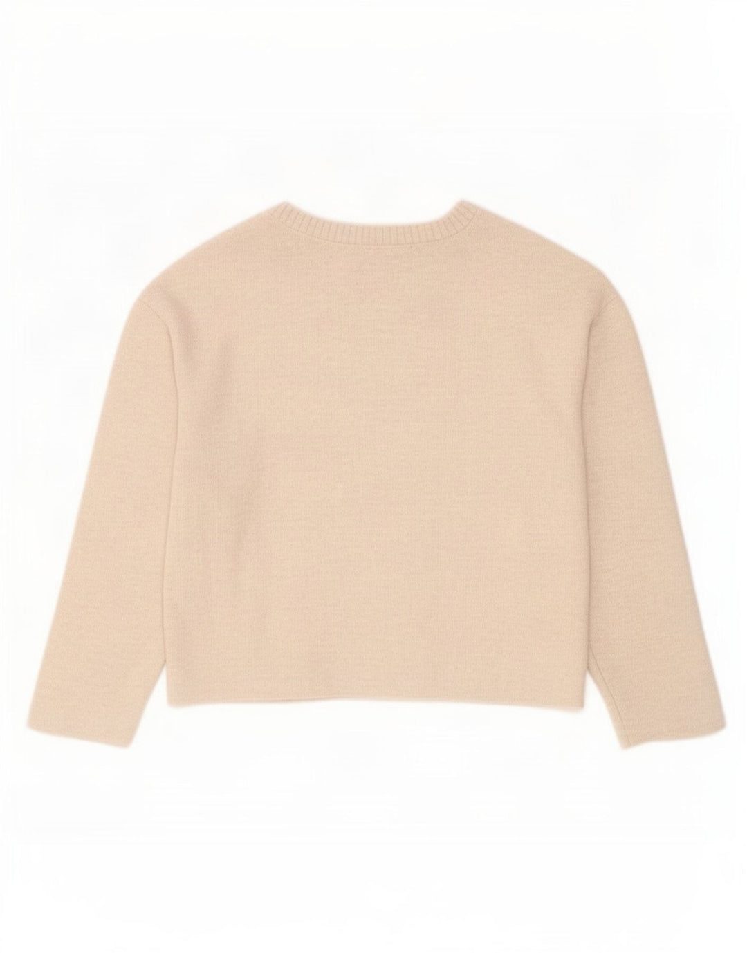 Zara Mujer Crop Oversize Top Manga Larga UK 10 Small Beige Poliéster