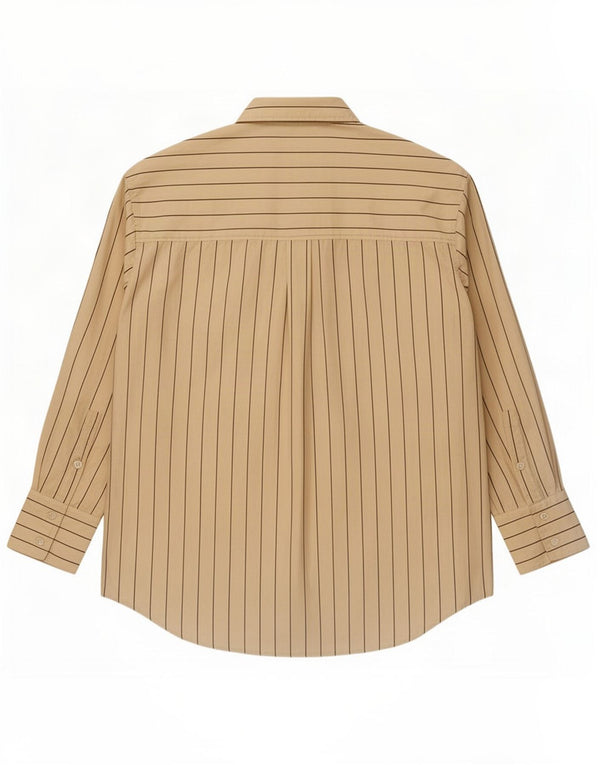 Marks & Spencer Camisa sobrecamisa para mujer UK 10 Small Beige Pinstripe Cotton