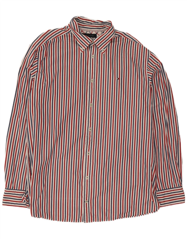 Tommy Hilfiger Camisa para hombre 3XL Algodón a rayas multicolor