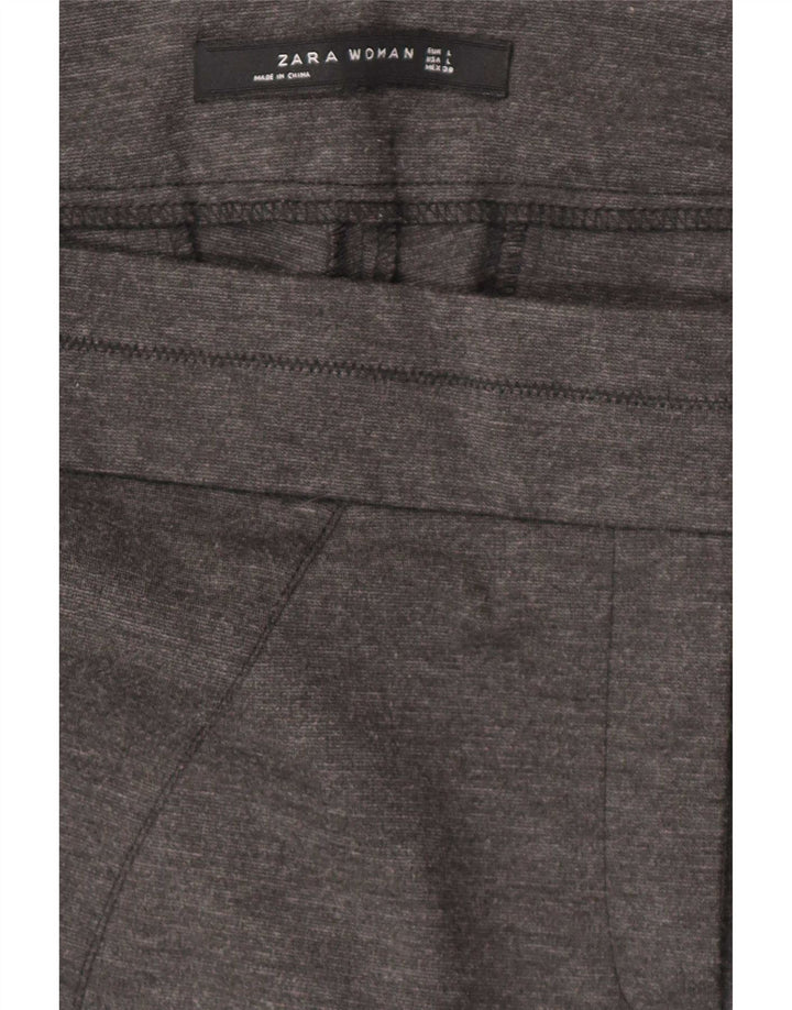 Zara Mujer Pantalón De Traje Slim Grande W32 L30 Gris Moteado