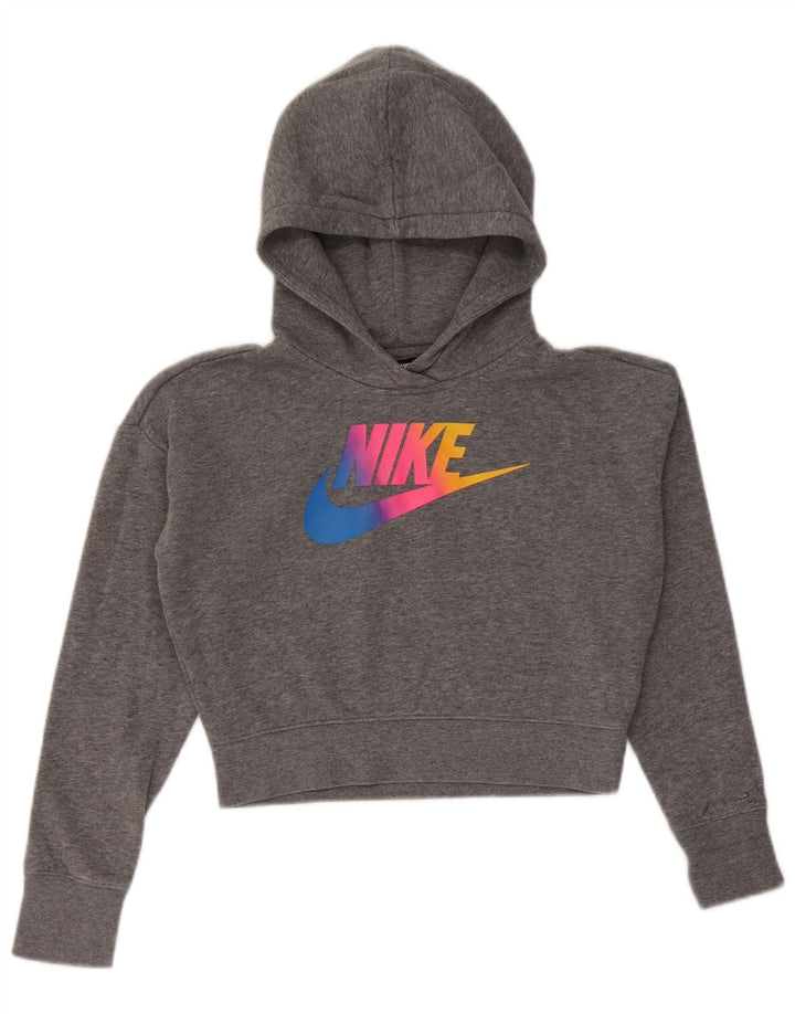 NIKE Jersey con capucha y gráfico corto para niñas 10-11 años Gris medio moteado