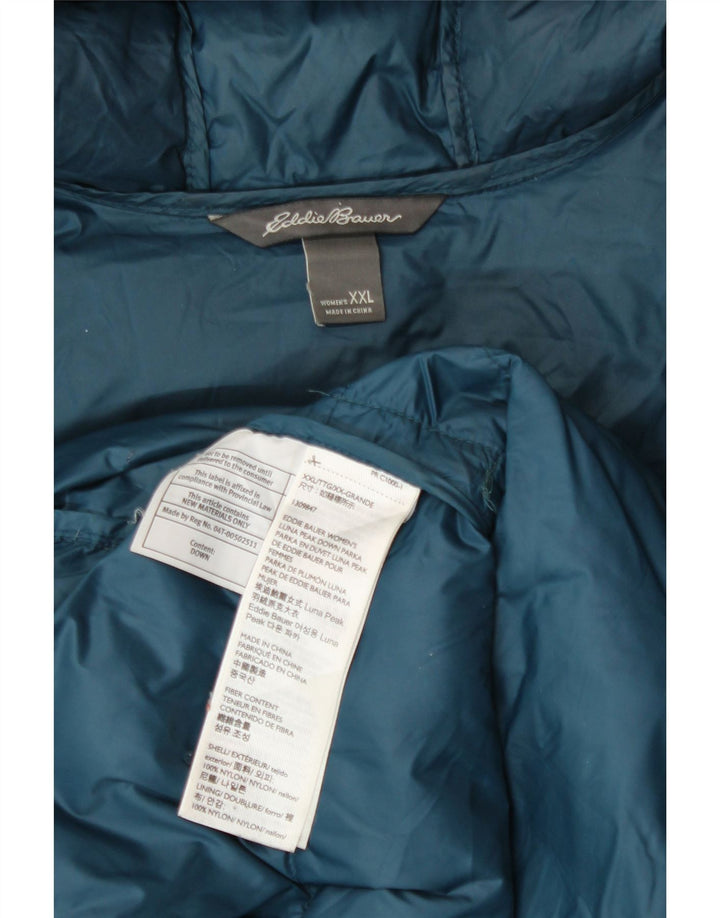Eddie Bauer Chaqueta acolchada con capucha para mujer UK 20 2XL Nylon azul