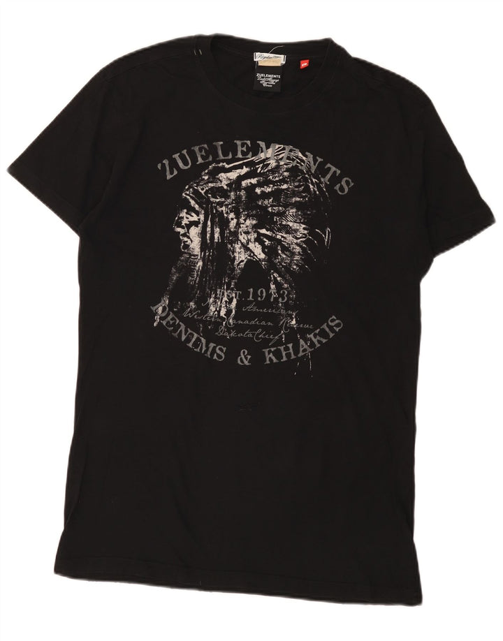 Zu Elements - Camiseta gráfica para hombre, talla grande, color negro