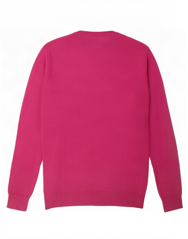 Benetton Jersey De Cuello Redondo Para Mujer UK 42 Lana Rosa Mediana