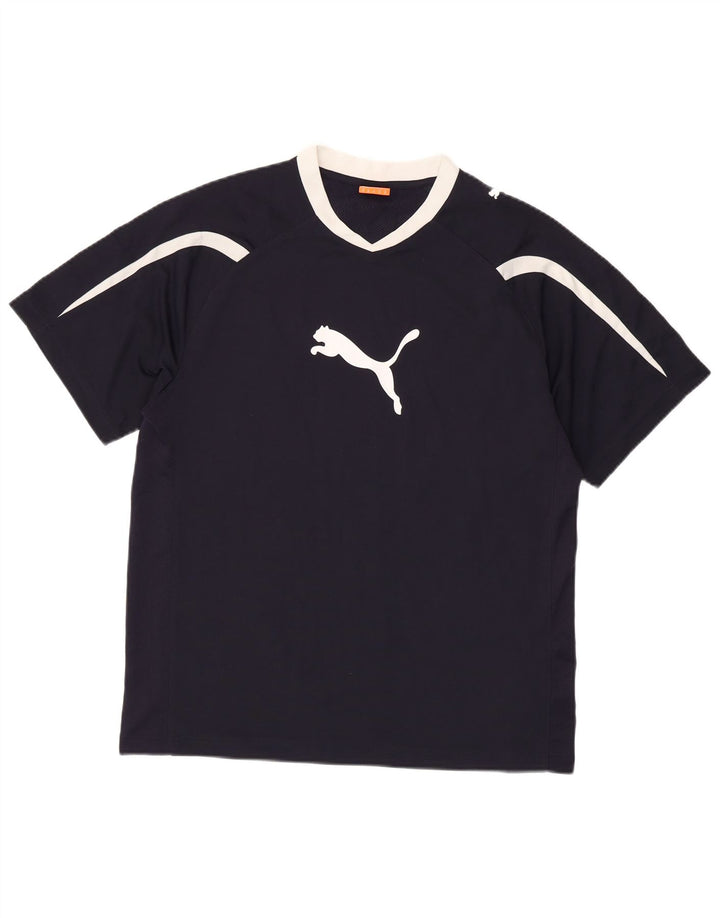 PUMA Camiseta gráfica para hombre Top Medium Azul marino Colorblock Poliéster