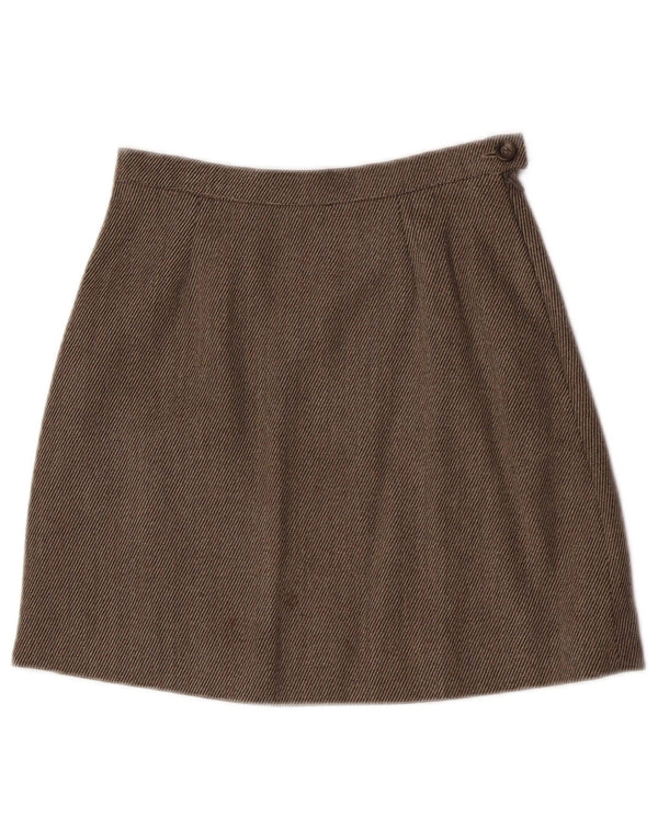 Max & Co. Falda acampanada para mujer UK 10 Small W26 Lana virgen a rayas marrón