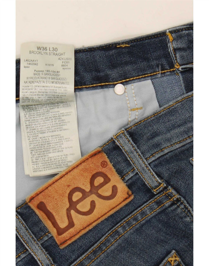 Lee Vaqueros Rectos Brooklyn Para Hombre W36 L30 Algodón Azul