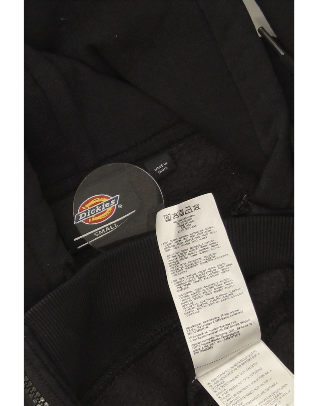 Dickies - Sudadera con capucha y cremallera para hombre, talla pequeña, algodón negro