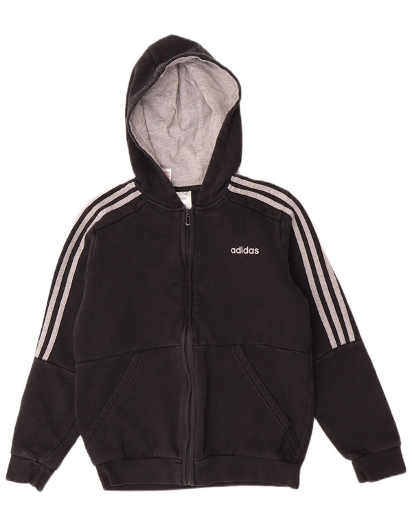Adidas - Sudadera con capucha y cremallera para niños, 11-12 años, algodón negro