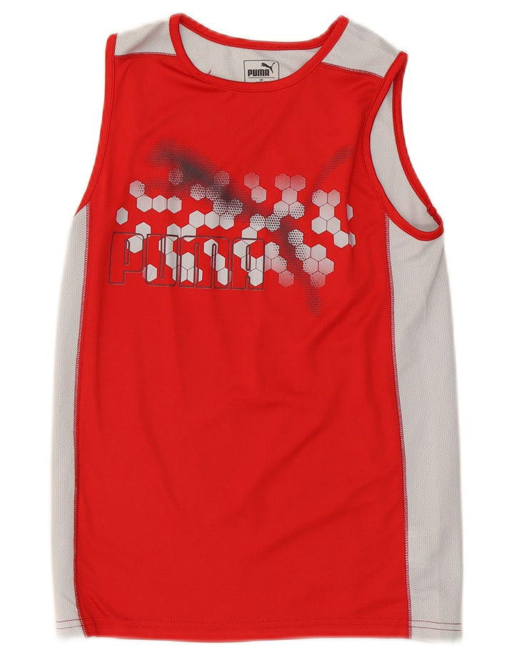 Puma Camiseta sin mangas estampada para niños 10-11 años Poliéster color block rojo mediano