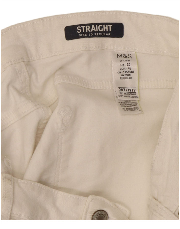 Marks & Spencer Vaqueros rectos regulares para mujer UK 20 2XL W40 L29 Blanco