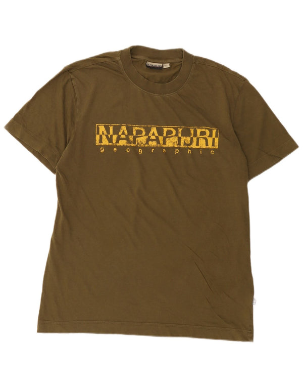 Napapijri Hombre Camiseta Gráfica Top Medium Khaki
