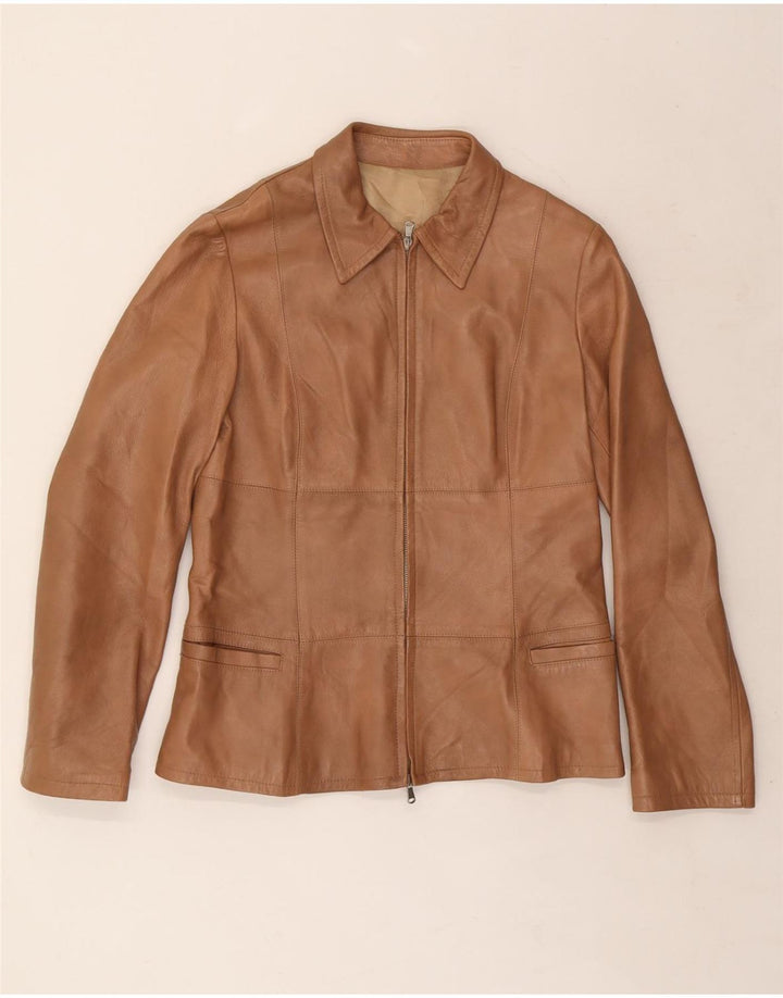 VINTAGE Chaqueta de cuero para mujer IT 48 XL Cuero marrón