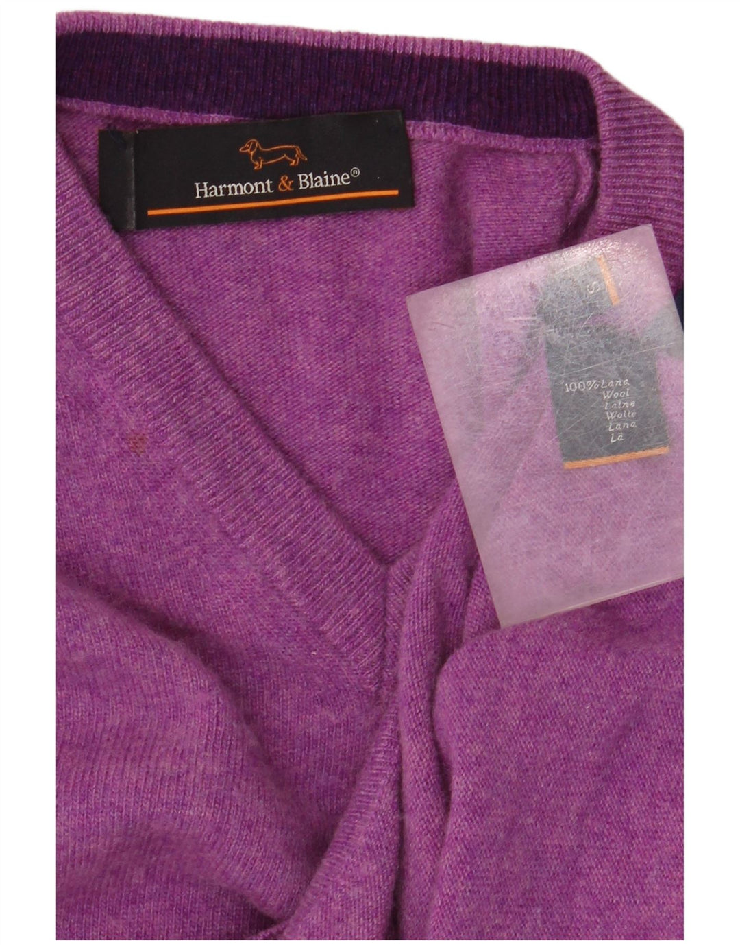 HARMONT & BLAINE Jersey con cuello en V para hombre pequeño de lana violeta