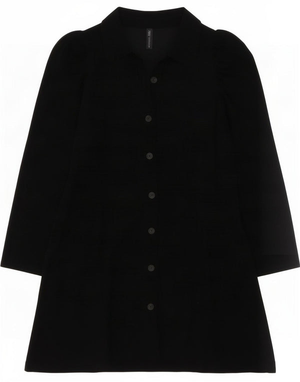 Zara Vestido Camisero Mujer UK 40 2XL Lyocell Negro