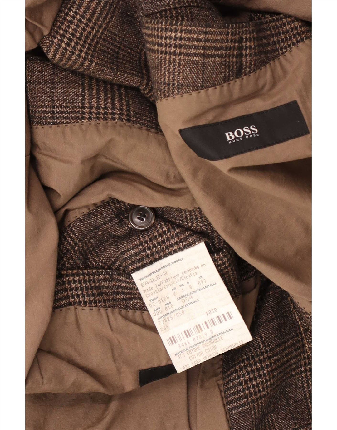 Hugo Boss Chaqueta tipo blazer de 2 botones para hombre EU 52 2XL Algodón a cuadros marrón