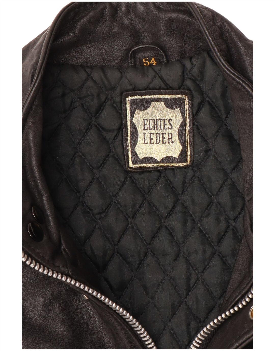 VINTAGE Chaqueta de cuero militar para hombre IT 54 2XL Cuero negro