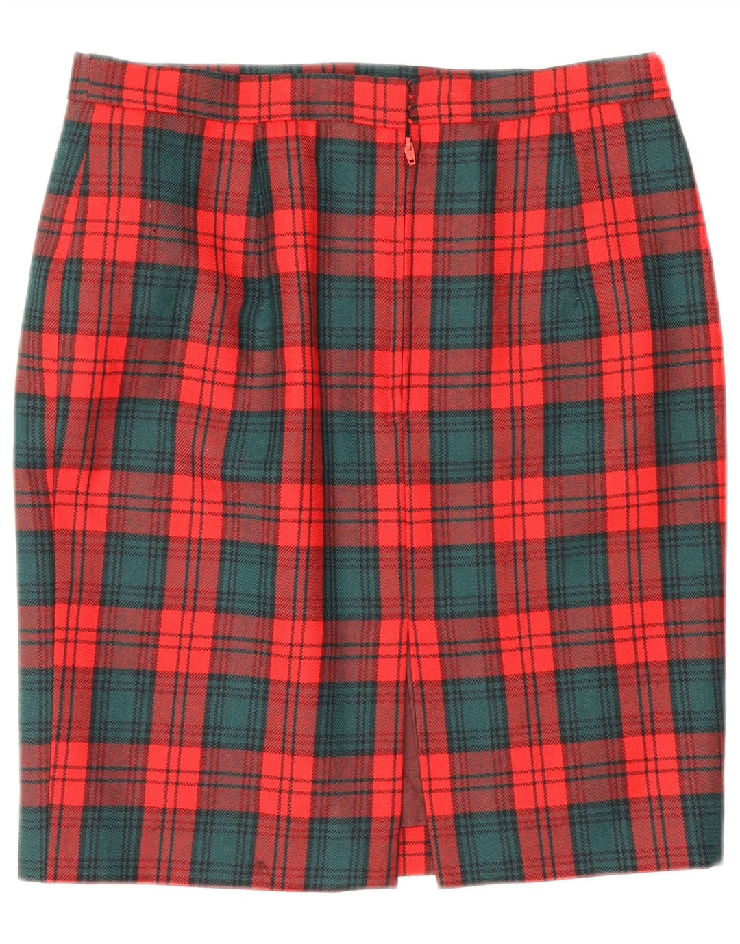 Falda lápiz vintage para mujer W28 cuadros rojos medianos