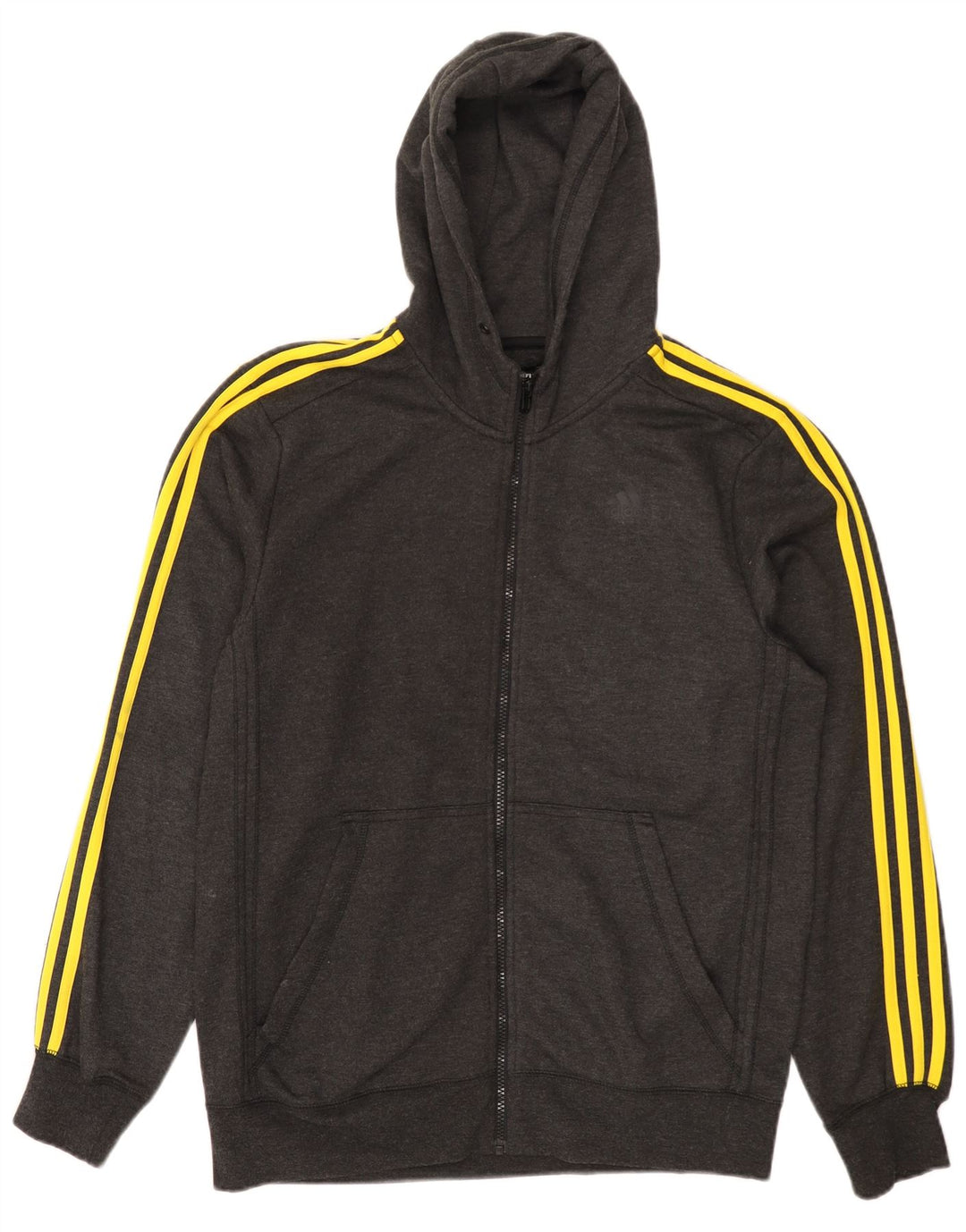 Adidas - Sudadera con capucha y cremallera para hombre, poliéster gris grande