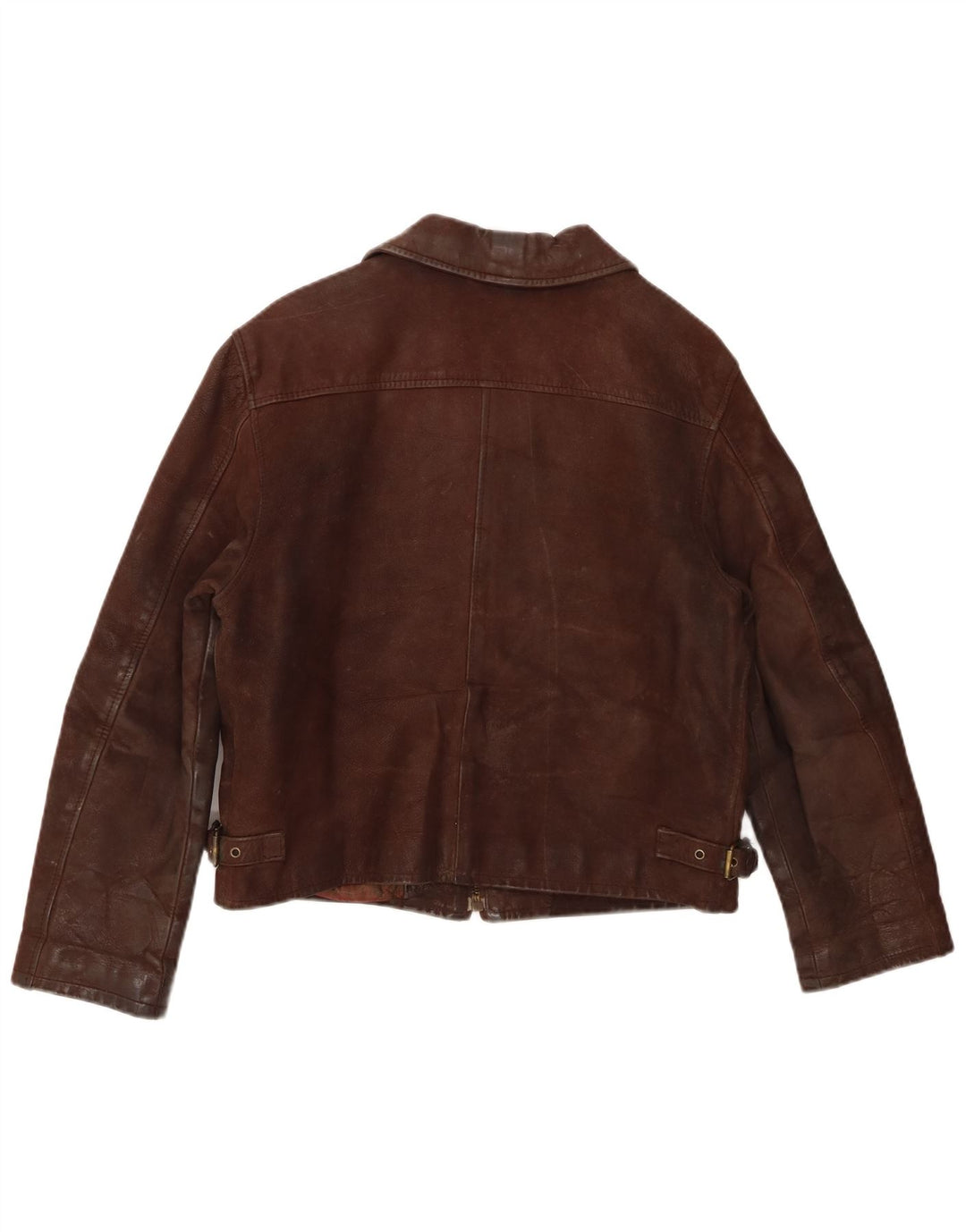 Vintage mujer chaqueta de cuero Reino Unido 14 cuero marrón medio