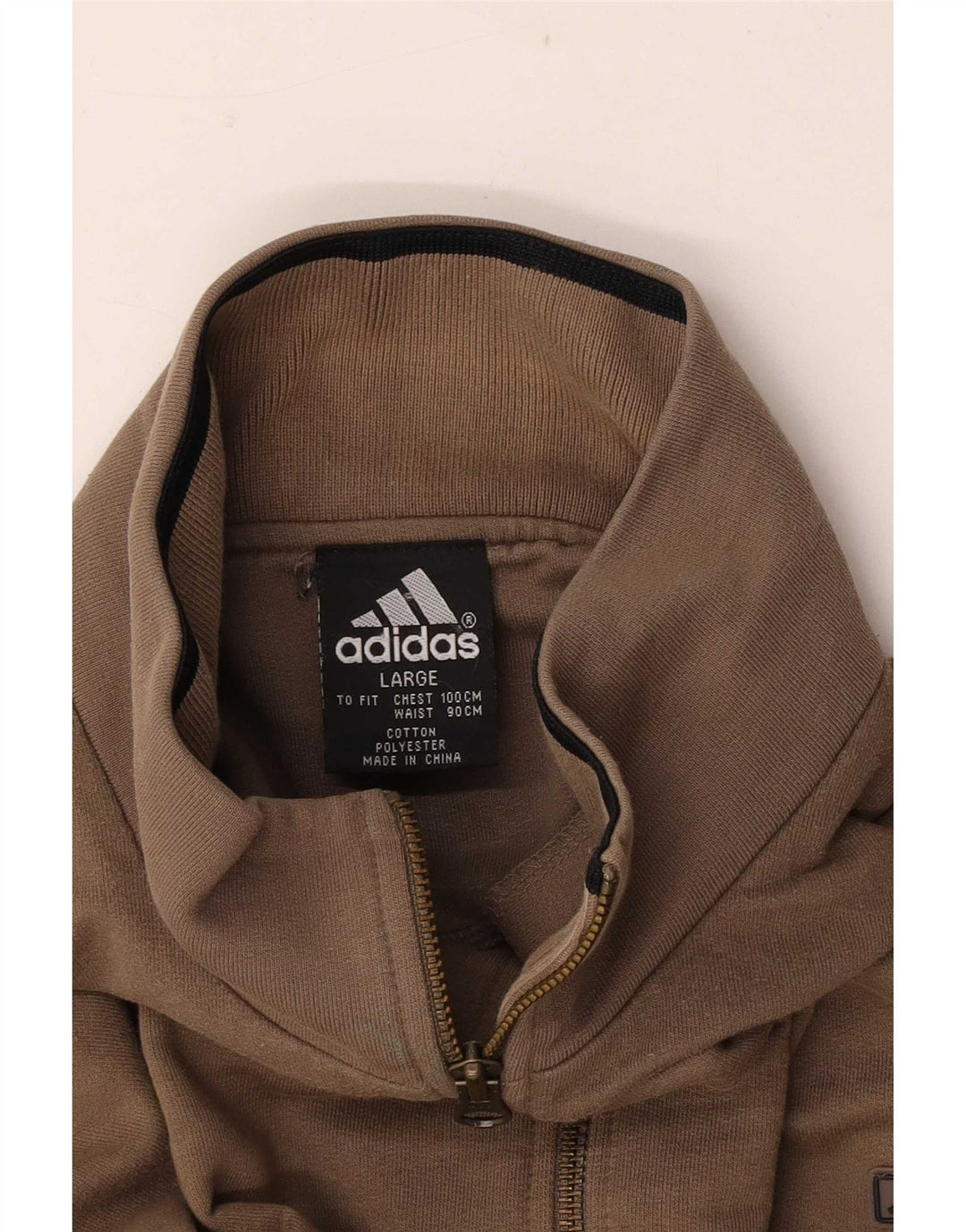 Adidas - Sudadera con cuello y cremallera para hombre, talla grande, color marrón