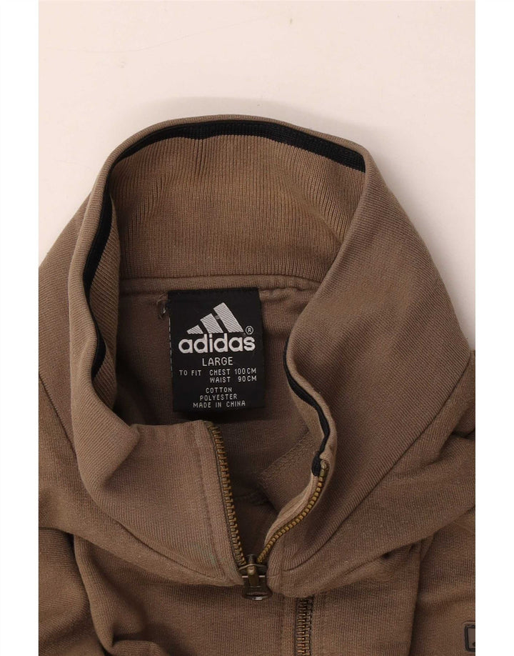 Adidas - Sudadera con cuello y cremallera para hombre, talla grande, color marrón