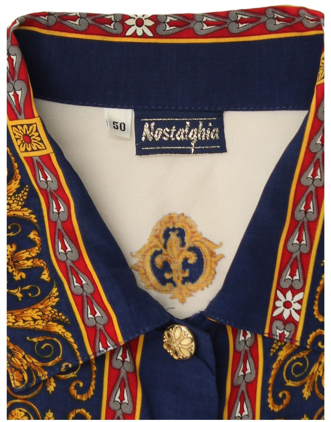 Camisa VINTAGE Mujer Estampado Abstracto IT 50 XL Viscosa Blanca