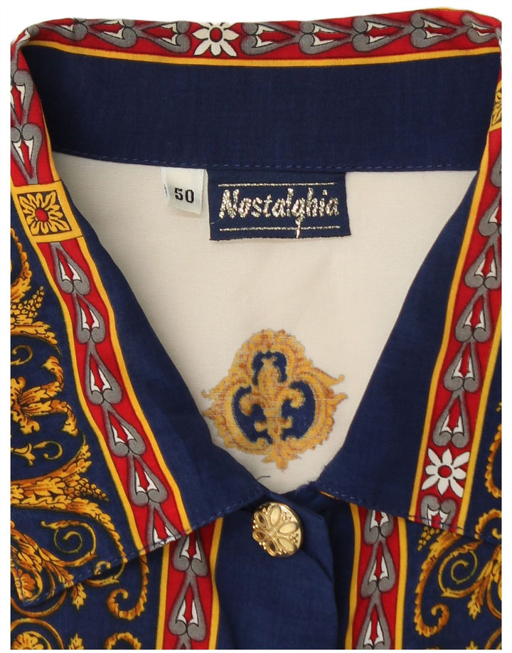 Camisa VINTAGE Mujer Estampado Abstracto IT 50 XL Viscosa Blanca