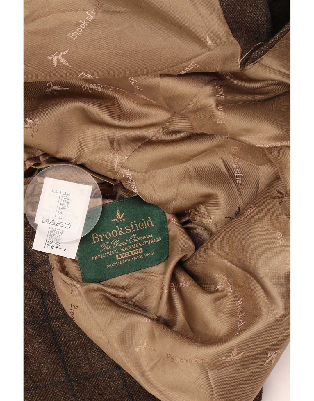 Brooksfield Chaqueta tipo blazer de 3 botones para hombre UK 40 Large Brown Check Wool